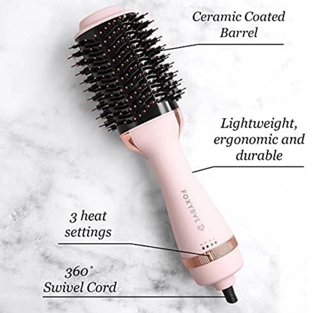 FoxyBae Heated Round Brush Blush Pink Ceramic Blowout Brush - Picture 2 of 5